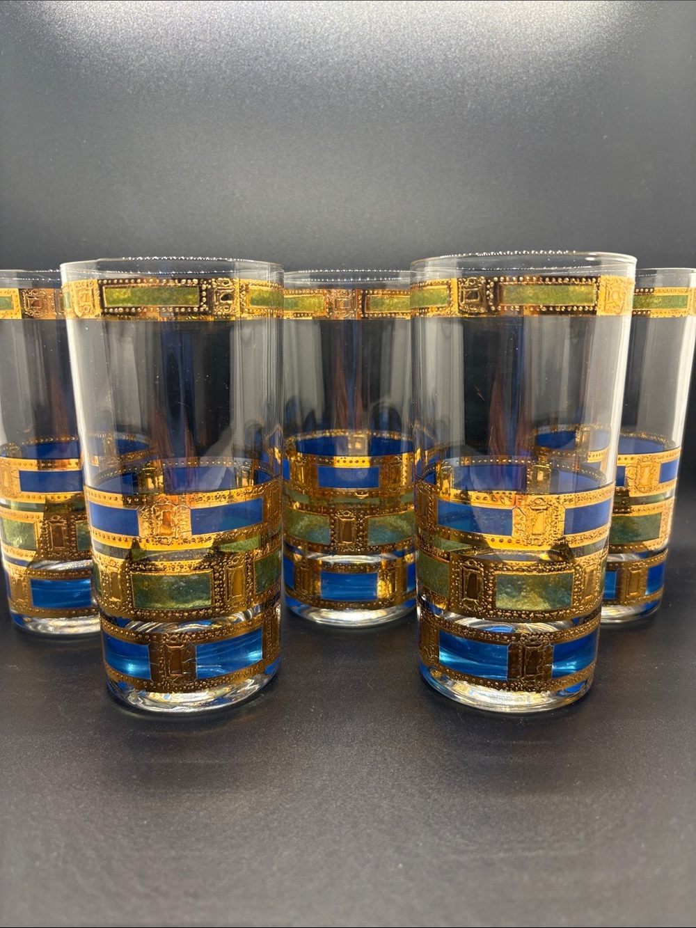 Vintage Culver Empress 22K Trim Highball Glasses. Set of 5